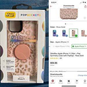 iPhone 11 Otter + Pop Case Rose Gold Leopard